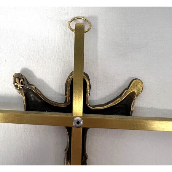 Brass Wall Crucifix With Christ Figure Heavy Piece - Picture 4 of 4